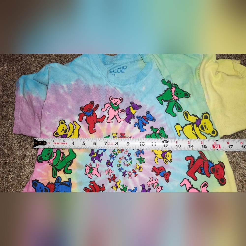 Colorful Tie-Dye Kids Shirt with Greatful Dead Dancing Bears - Picture 4 of 4